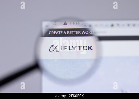 New York, USA - 26. April 2021: Nahaufnahme des iFlytek-Logos auf Website-Seite, illustrative redaktionelle Verwendung Stockfoto