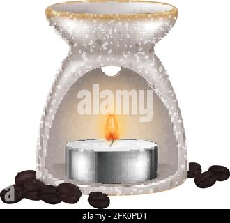 Duftlampe mit Kaffeebohnen. Vektorgrafik. Stock Vektor