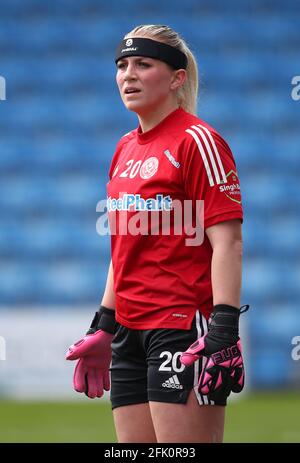 Chesterfield, England, 25. April 2021. Fran Kitching aus Sheffield Utd beim Spiel der FA Women's Championship im Technique Stadium, Chesterfield. Bildnachweis sollte lauten: Simon Bellis / Sportimage Stockfoto