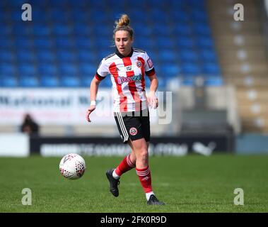 Chesterfield, England, 25. April 2021. NAT Johnson von Sheffield Utd während des Spiels der FA Women's Championship im Technique Stadium, Chesterfield. Bildnachweis sollte lauten: Simon Bellis / Sportimage Stockfoto