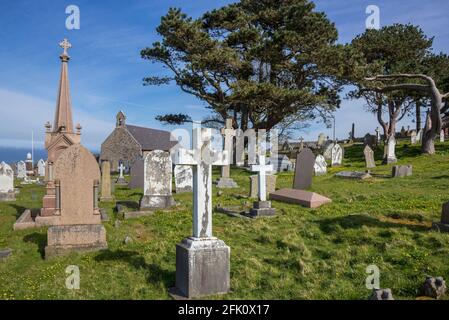 St. Tudno's Kirche auf der Great Orme in Llandudno in Nordwales. Stockfoto