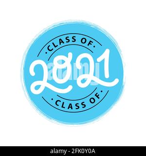 Absolvent 2021. Klasse 2021. Schriftzug Logo Stempel. Jahrbuch „Design für Absolventen“. Vektorgrafik. Stock Vektor