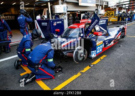 22 Hanson Philip (gbr), Scherer Fabio (che), Albuquerque Filipe (prt), United Autosports USA, Orica 07 - Gibson, Mechaniker Pitlane während des Prologs der FIA-Langstrecken-Weltmeisterschaft 2021 auf dem Circuit de Spa-Francorchamps, vom 26. Bis 27. April in Stavelot, Belgien - Foto Florent Gooden / DPPI Stockfoto