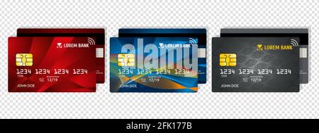 Debitkarte. Business- oder Corporate Design. Private E-Geld, Sicherheit Zahlungsinformationen. Realistischer Kartenvektor-Mockup Stock Vektor