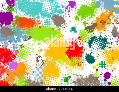Der Hintergrund besteht aus bunten Farbflecken. Vektorgrafik Stock Vektor