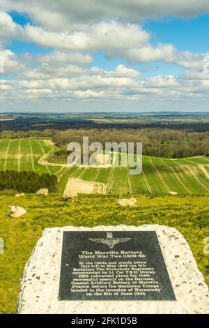 Denkmal für das 9. Batallion, das Fallschirmregiment auf den North Wessex Downs. Stockfoto