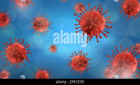 Virenhintergrund. Coronavirus Covid19 realistische Moleküle. Rote Bakterien, globale Epidemie und Pandemie. Vektor-Illustration für Viruserkrankungen Stock Vektor