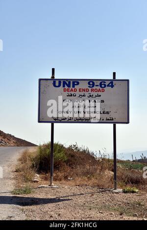 Ein UNIFIL-No-Entry-Zeichen, Südlibanon. Stockfoto