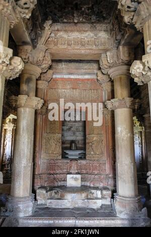 Detail des Vishvanath-Tempels in Khajuraho, Madhya Pradesh, Indien. Gehört zur Khajuraho Group of Monuments, einem UNESCO-Weltkulturerbe. Stockfoto