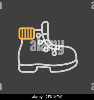 Vektor-Symbol für Wanderstiefel auf dunklem Hintergrund. Camping-Schild. Graph-Symbol für Reise- und Tourismus-Website und Apps Design, Logo, App, UI Stock Vektor