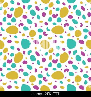 Nahtloses Muster mit bunten, unregelmäßigen runden Pastellpunkten. Abstrakte wiederholbare Textur. Stock Vektor