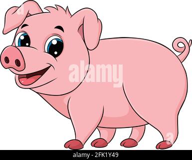 Niedliche Schwein Tier Cartoon Illustration Stock Vektor