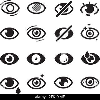 Augen-Symbol. Optische Pflege Symbole Sehkraft Vision Katarakt Jalousien gut aussehende Medizin Bilder Suche Vektor-Icons Sammlung Stock Vektor