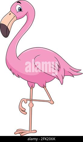Niedliche liebenswert rosa Flamingo Cartoon Illustration Stock Vektor