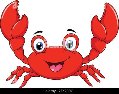 Cute Happy Crab Cartoon Illustration Stock Vektor