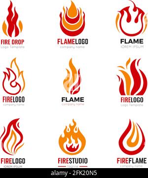 Flame-Logo. Brennende Feuer Grafiksymbole für Business Identity Vector Sammlung Stock Vektor