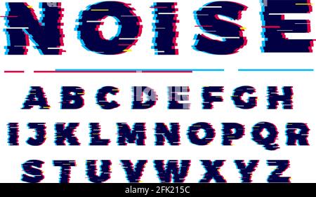 Glitch-Schriftart. Futuristische scratched Typografie Schriftart Millitary Buchstaben Vektor-Sammlung Stock Vektor