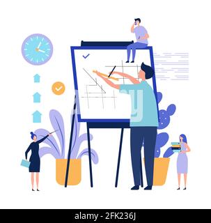 Architekt bei der Arbeit. Design Projekt Vektor-Konzept. Flacher männlicher Architekt und kleine Leute machen architektonische Gestaltung Stock Vektor