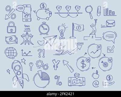 Business-Symbol. Investitionen finanzieren Geld in Banksymbole von comerce Office-Dokumenten Vektor-Doodles Sammlung Stock Vektor