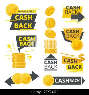 Cashback. Werbung Werbeaufkleber Aufkleber Sonderangebote Vektor Geld Service Bilder Stock Vektor