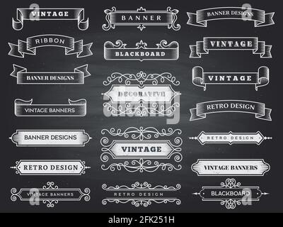 Horizontale Retro-Banner. Band florieren kunstvoll Rahmen Dekoration Vektor Vintage-Kollektion Stock Vektor