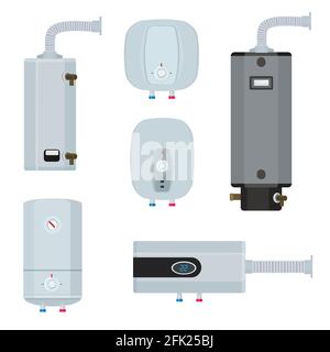 Wasserkessel. Haushalt moderne Technologie Heizsysteme Wassertanks Vektor Illustrationen Set Stock Vektor