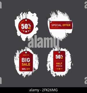 Rabatt Prozent Sammlung von Etiketten und Tags. Werbebanner für Einkaufstasche. Vektorgrafik Stock Vektor