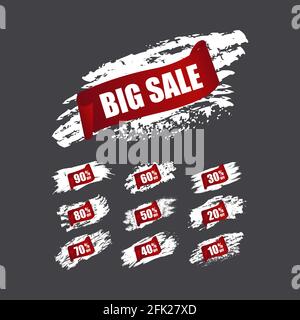 Rabatt Prozent Sammlung von Etiketten und Tags. Werbebanner für Einkaufstasche. Vektorgrafik Stock Vektor