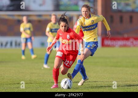 Brondby, Dänemark 21. April 2021. Dajan Hashemi (22) vom FC Nordsjaelland, gesehen beim Gjensidige Kvindeliga-Spiel zwischen Brondby IF und FC Nordsjaelland im Brondby Stadion in Brondby, Dänemark. (Bildnachweis: Gonzales Photo - Rune Mathiesen). Stockfoto