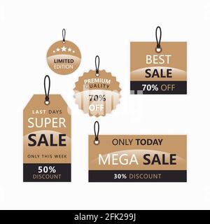Set von hängenden Verkauf Shopping Labels, Tags, Banner, Mega Super Best Sale Rabatt. Vektorgrafik Stock Vektor