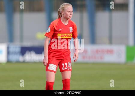 Brondby, Dänemark 21. April 2021. Kathrine Kuhl (23) vom FC Nordsjaelland beim Gjensidige Kvindeliga-Spiel zwischen Brondby IF und FC Nordsjaelland im Brondby Stadion in Brondby, Dänemark. (Bildnachweis: Gonzales Photo - Rune Mathiesen). Stockfoto