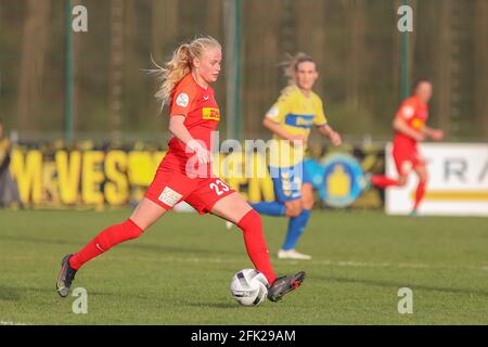 Brondby, Dänemark 21. April 2021. Kathrine Kuhl (23) vom FC Nordsjaelland beim Gjensidige Kvindeliga-Spiel zwischen Brondby IF und FC Nordsjaelland im Brondby Stadion in Brondby, Dänemark. (Bildnachweis: Gonzales Photo - Rune Mathiesen). Stockfoto