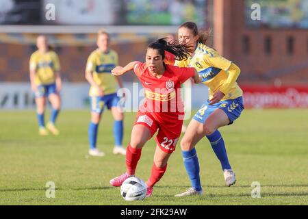 Brondby, Dänemark 21. April 2021. Dajan Hashemi (22) vom FC Nordsjaelland, gesehen beim Gjensidige Kvindeliga-Spiel zwischen Brondby IF und FC Nordsjaelland im Brondby Stadion in Brondby, Dänemark. (Bildnachweis: Gonzales Photo - Rune Mathiesen). Stockfoto