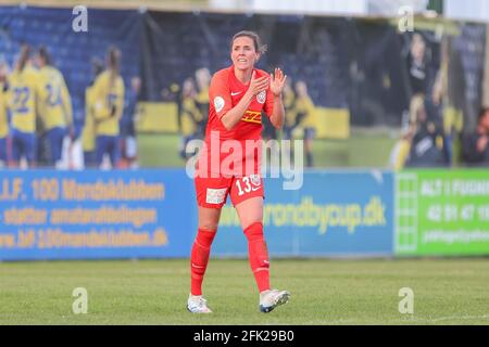 Brondby, Dänemark 21. April 2021. Jessica Davis (13) vom FC Nordsjaelland beim Gjensidige Kvindeliga-Spiel zwischen Brondby IF und FC Nordsjaelland im Brondby Stadion in Brondby, Dänemark. (Bildnachweis: Gonzales Photo - Rune Mathiesen). Stockfoto