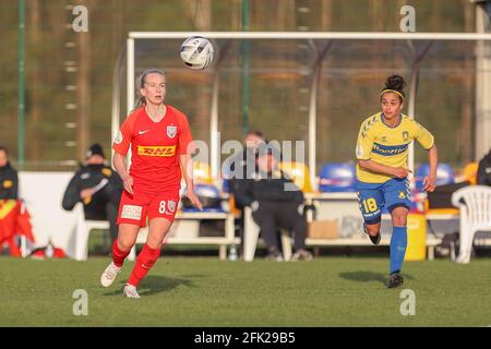 Brondby, Dänemark 21. April 2021. Laekre Tingleff (8) vom FC Nordsjaelland beim Gjensidige Kvindeliga-Spiel zwischen Brondby IF und FC Nordsjaelland im Brondby Stadion in Brondby, Dänemark. (Bildnachweis: Gonzales Photo - Rune Mathiesen). Stockfoto