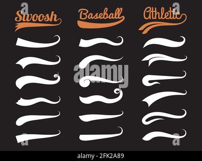 Text-Swooshes. Typografie wirbelnde Ornament für sportliche Labels tails font Elements Vector Collection Stock Vektor