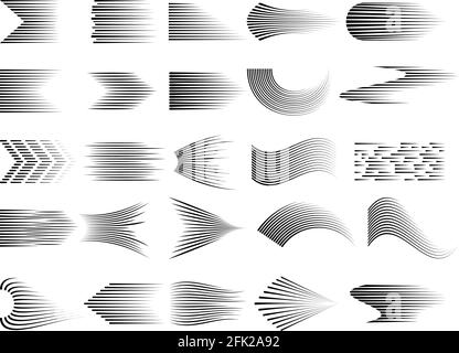 Sammlung von Geschwindigkeitslinien. Gradient Comic Cartoon digitale Linien der Geschwindigkeit Symbole Vektor-Zeichen Stock Vektor