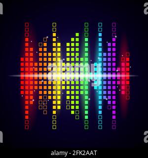 Musik waves Hintergrund. Farbige Equalizer Formen Sound Stimmvisualisierung Studio Vektor-Logo Stock Vektor