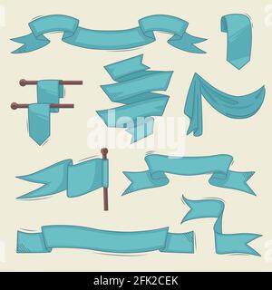 Vintage-Banner. Handgezeichnete abstrakte Bänder Vektor Doodle Frames Sammlung Stock Vektor