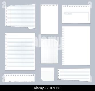 Notieren Sie sich die Papiere. Lined Notes Set Stripe Sheets Vektor Notizbuch Vorlage Stock Vektor