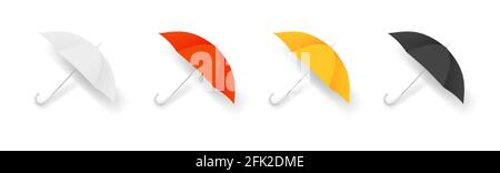 Realistischer Regenschirm. Bunte Herbst-Accessoires, isolierte Regenschirme Vektor-Set Stock Vektor