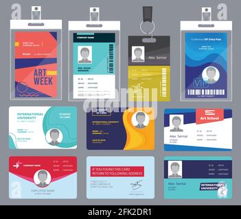 Persönliche Karten-ID. Männliche oder weibliche Reisepass oder Abzeichen persönlicher Büroleiter Business Tags Vektor-Design-Vorlage Stock Vektor