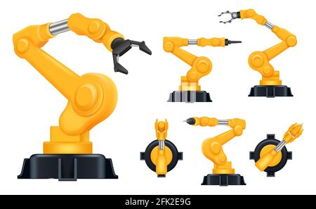 Industrielle Hände. Fabrik automatisch Roboter für Fertigungsprozesse intelligente Hilfe-Systeme Vektor realistisch Stock Vektor