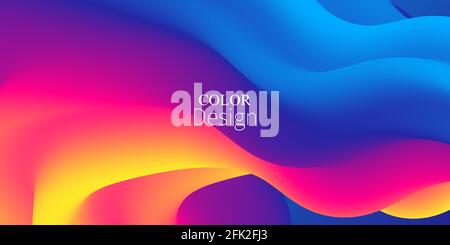 Flüssigkeitsstrom. Regenbogenhintergrund. Sommerposter. Lebendige Farben. Stock Vektor