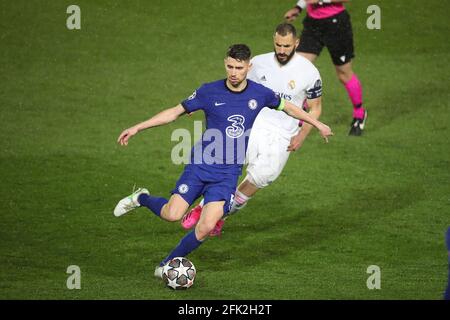 Madrid, Spanien. 27. April 2021. Während des UEFA Champions League Halbfinales des ersten Halbfinales zwischen Real Madrid und Chelsea im Estadio Alfredo Di Stefano in Madrid, Spanien. Quelle: Indira/DAX/ZUMA Wire/Alamy Live News Stockfoto