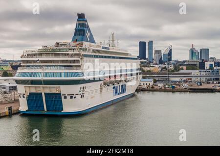 TALLINN, ESTLAND - 24. AUGUST 2016: MS Silja Europa Cruisefähre des estnischen Fährbetreibers Tallink in einem Hafen in Tallinn. Stockfoto