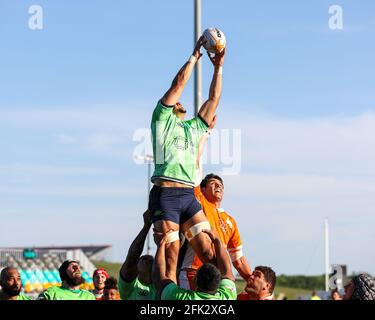 Austin, TX, USA. April 2021. Die Austin Gilgronis spielen am 25. April 2021 in Austin, Texas, die Seattle Seawolves in einem Major League Rugby Match. Austin Won, 42-15. Quelle: Scott Coleman/ZUMA Wire/Alamy Live News Stockfoto