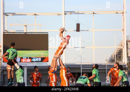 Austin, TX, USA. April 2021. Die Austin Gilgronis spielen am 25. April 2021 in Austin, Texas, die Seattle Seawolves in einem Major League Rugby Match. Austin Won, 42-15. Quelle: Scott Coleman/ZUMA Wire/Alamy Live News Stockfoto