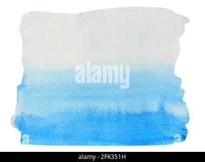 Farbverlauf von dunkel zu hell blaue Flecken auf weiße Oberfläche, Illustration abstrakt und hellen Hintergrund von Hand zeichnen Aquarell auf Papier Stockfoto