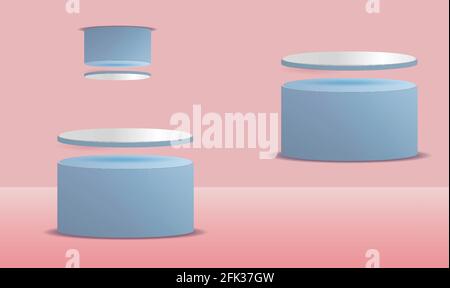 Abstraktes kreatives Design aus kleinen und großen Kreisen auf rosa Hintergrund Stock Vektor
